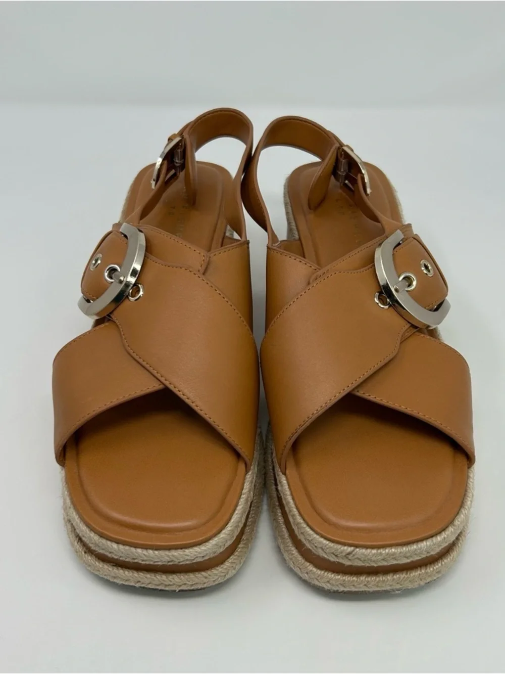 Marc Fisher LTD Womens Platform Espadrille Sandals Brown Buckle Open Toe Size 10